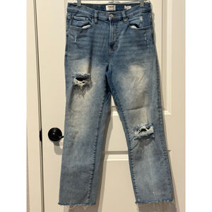 Women's Kensie Blue Distressed Slim Ankle Cropped Jeans Size 8